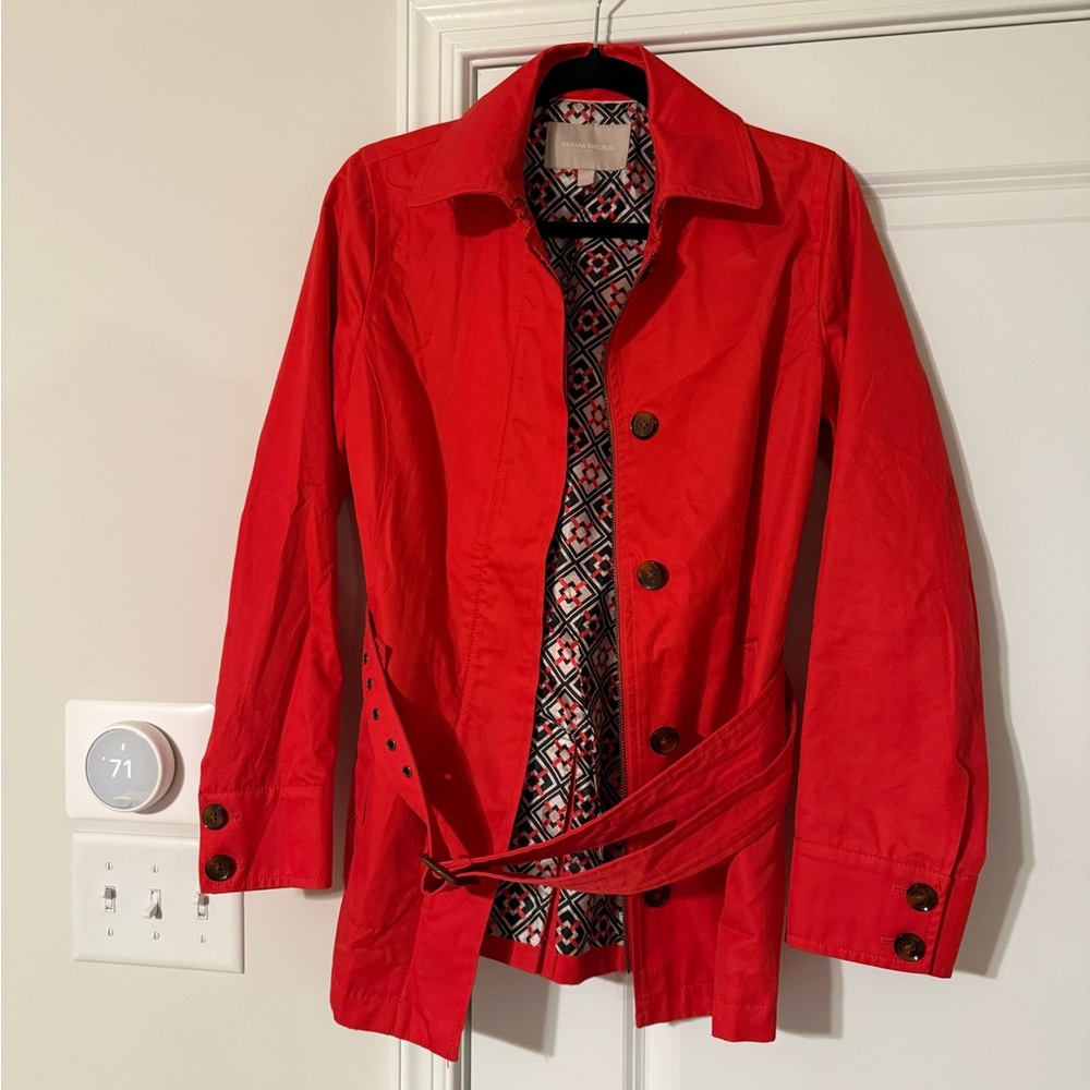 Banana Republic Factory Coral Geometric Lined Jacket